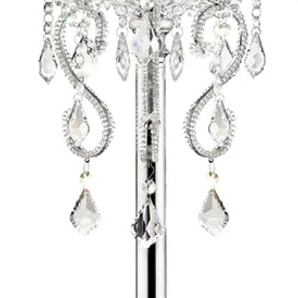 Glam Silver Faux Crystal Accent Table Lamp with See Thru Shade - Homeroots - Flyclothing LLC