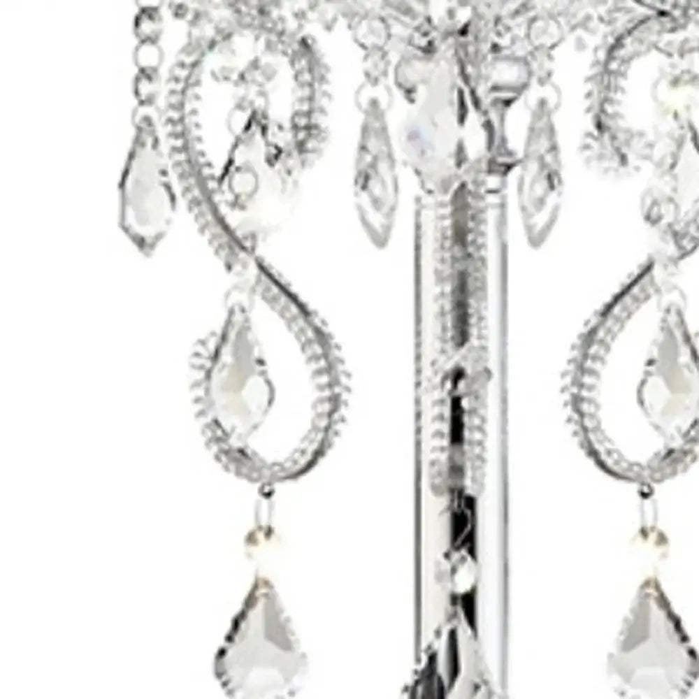 Glam Silver Faux Crystal Accent Table Lamp with See Thru Shade - Homeroots - Flyclothing LLC