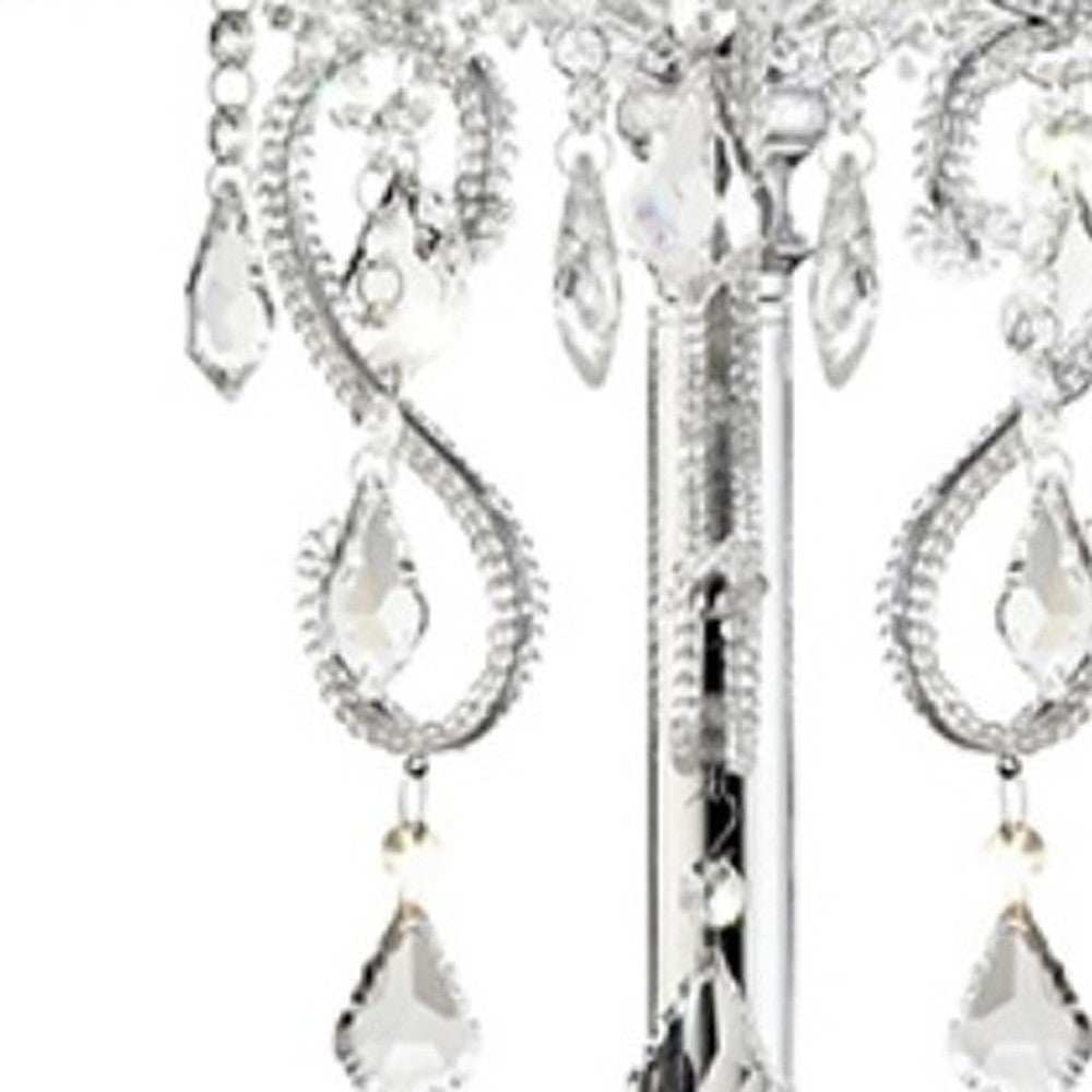Glam Silver Faux Crystal Accent Table Lamp with See Thru Shade - Homeroots - Flyclothing LLC