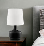 17" Black Metal Bedside Table Lamp With White Shade - Homeroots
