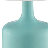 17" Blue Metal Bedside Table Lamp With White Shade - Homeroots