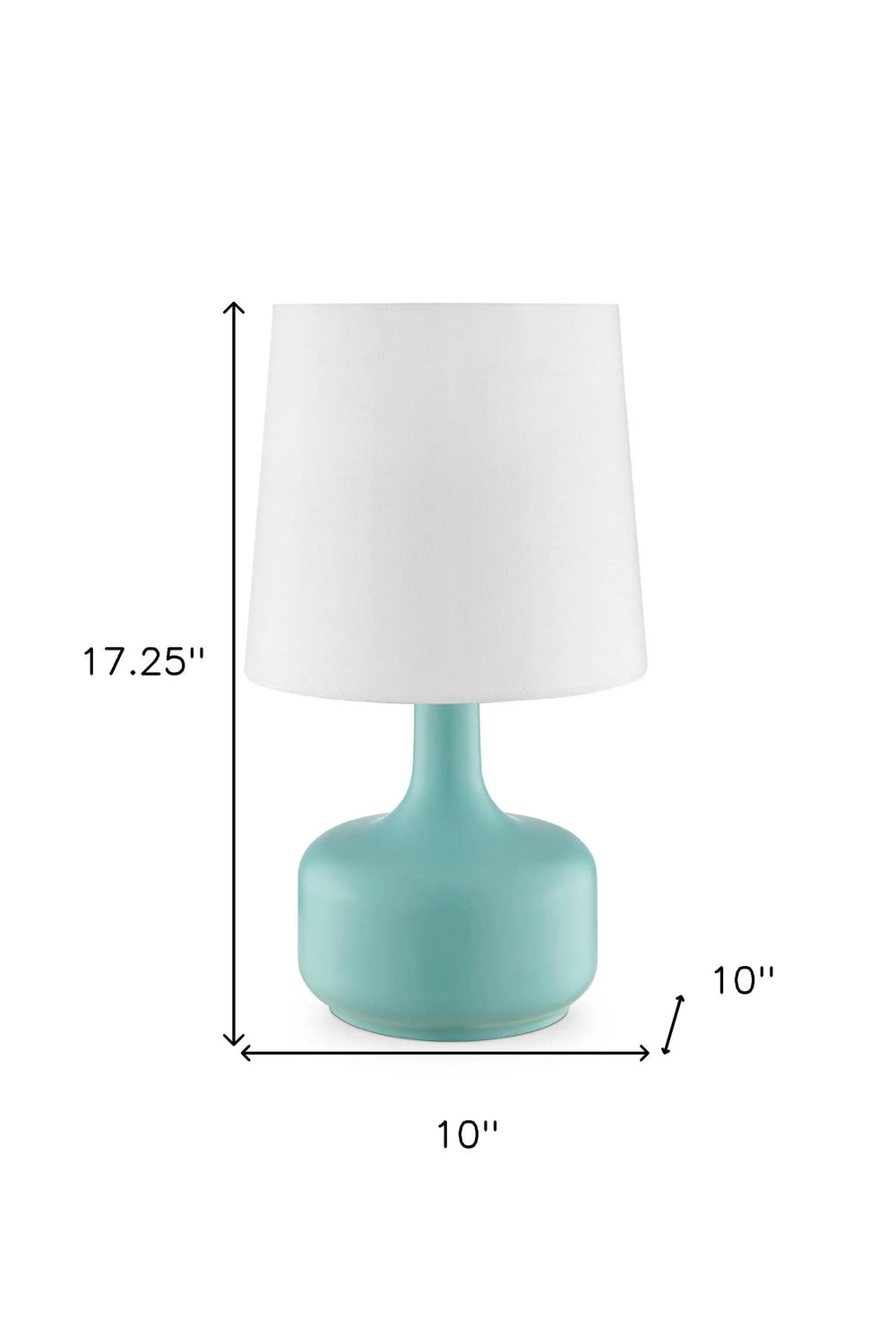17" Blue Metal Bedside Table Lamp With White Shade - Homeroots