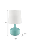 17" Blue Metal Bedside Table Lamp With White Shade - Homeroots