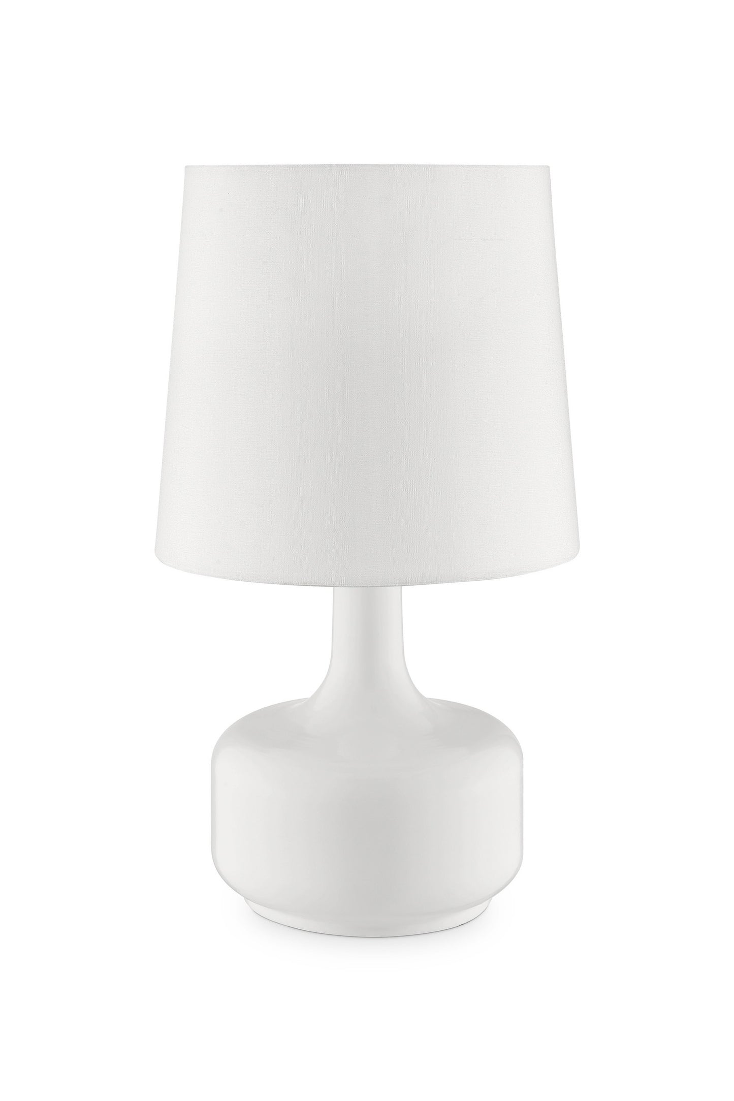 17" White Metal Bedside Table Lamp With Off-White Shade - Homeroots - Flyclothing LLC