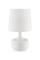 17" White Metal Bedside Table Lamp With Off-White Shade - Homeroots - Flyclothing LLC