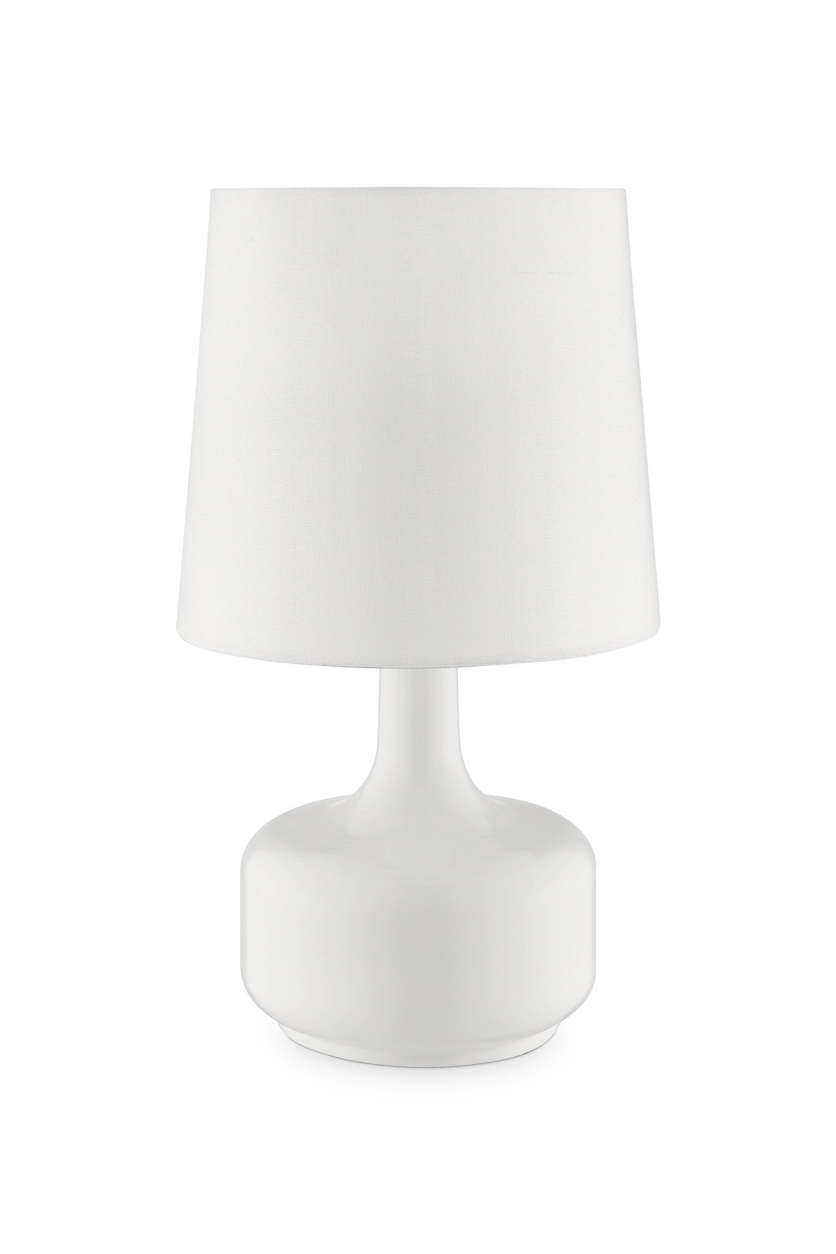 17" White Metal Bedside Table Lamp With Off-White Shade - Homeroots - Flyclothing LLC