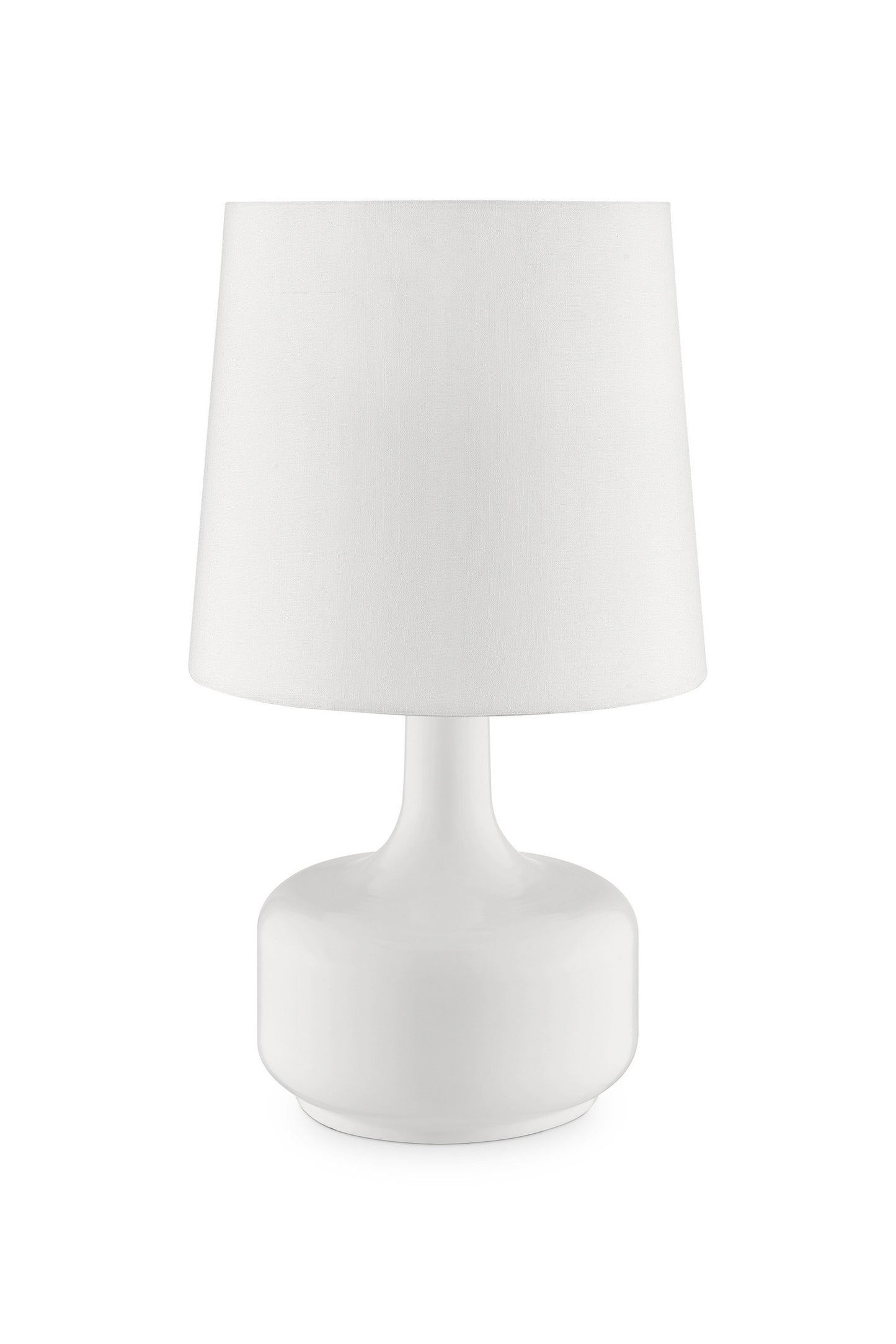 17" White Metal Bedside Table Lamp With Off-White Shade - Homeroots - Flyclothing LLC