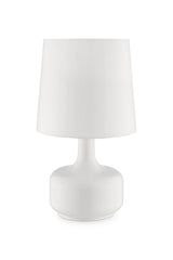 17" White Metal Bedside Table Lamp With Off-White Shade - Homeroots - Flyclothing LLC