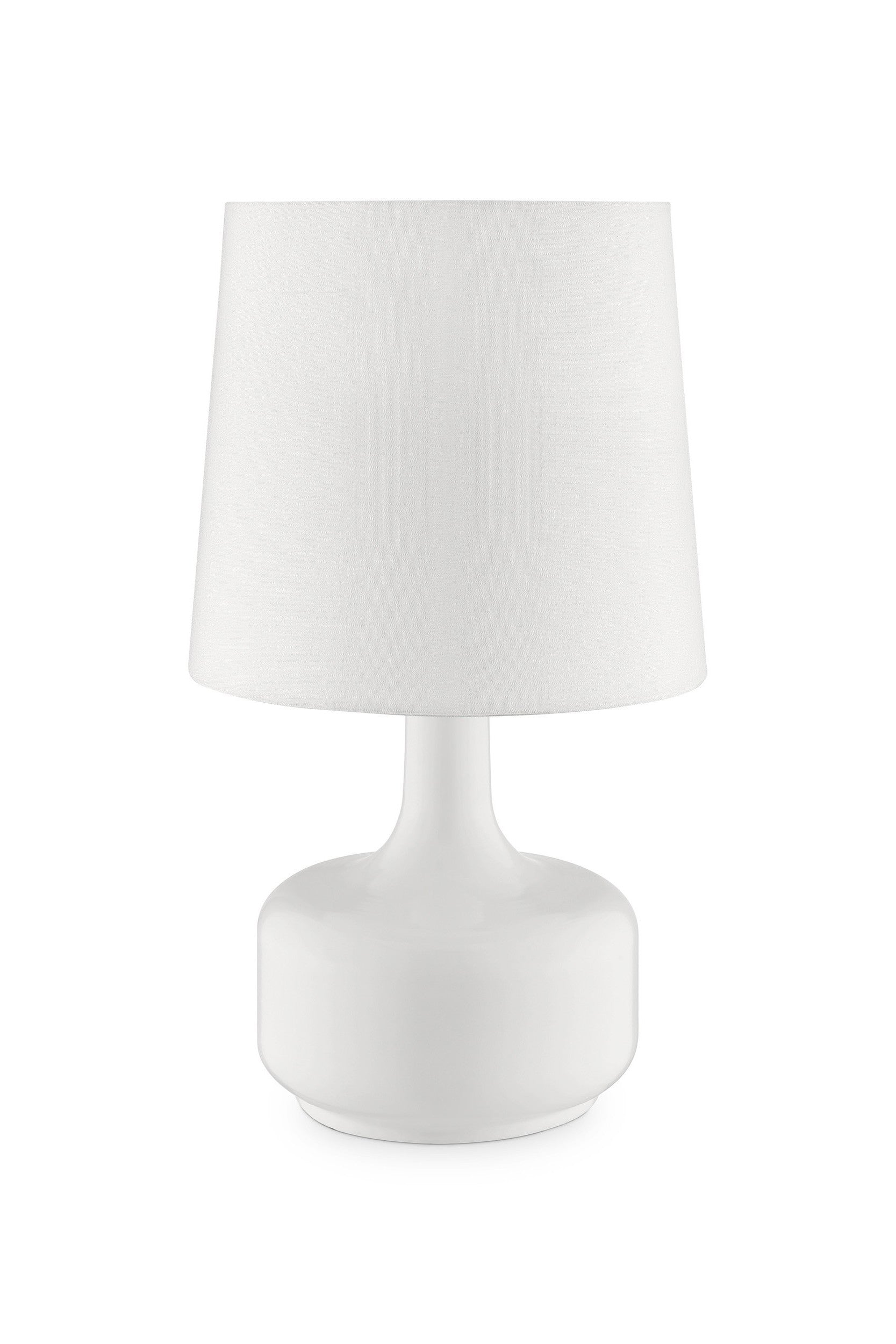 17" White Metal Bedside Table Lamp With Off-White Shade - Homeroots - Flyclothing LLC
