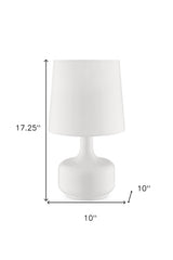 17" White Metal Bedside Table Lamp With Off-White Shade - Homeroots - Flyclothing LLC