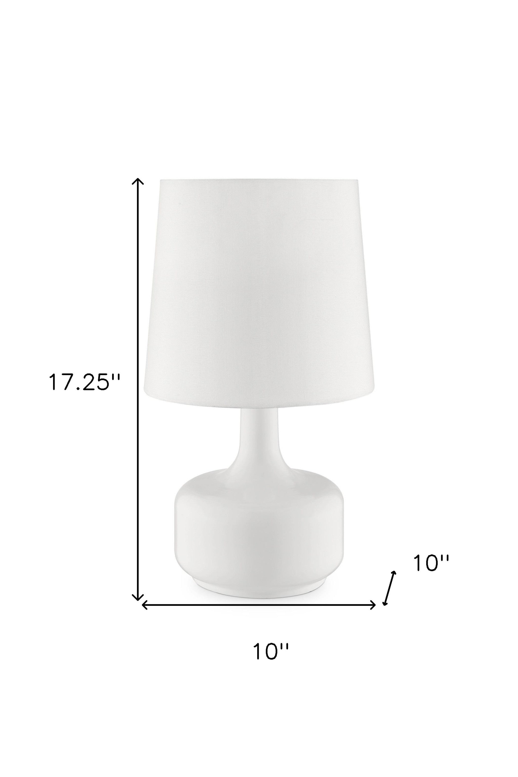 17" White Metal Bedside Table Lamp With Off-White Shade - Homeroots - Flyclothing LLC