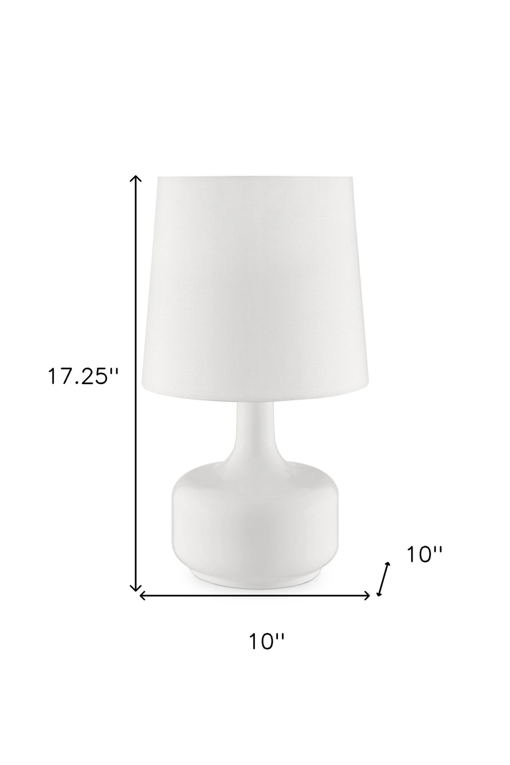 17" White Metal Bedside Table Lamp With Off-White Shade - Homeroots