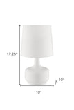 17" White Metal Bedside Table Lamp With Off-White Shade - Homeroots