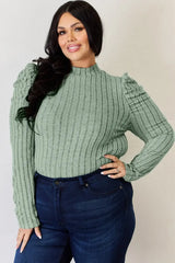 Basic Bae Full Size Ribbed Mock Neck Puff Sleeve T-Shirt - ShopBasicbae - Flyclothing LLC