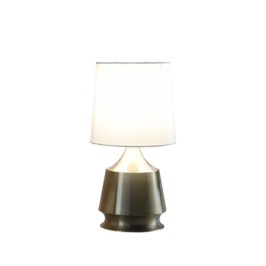 14" Brass Bedside Table Lamp With White Empire Shade - Homeroots