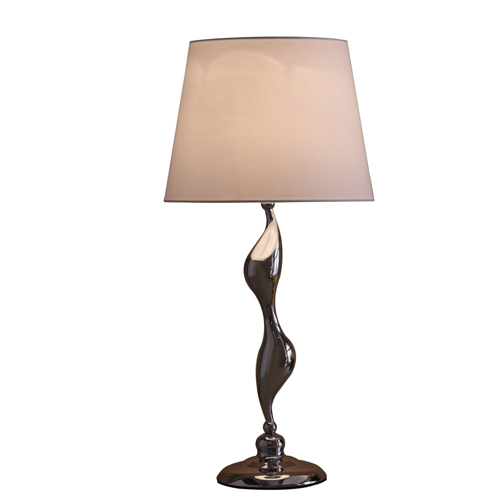 24" Silver Bedside Table Lamp With White Empire Shade - Homeroots