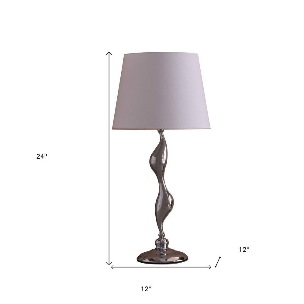 24" Silver Bedside Table Lamp With White Empire Shade - Homeroots