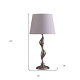24" Silver Bedside Table Lamp With White Empire Shade - Homeroots
