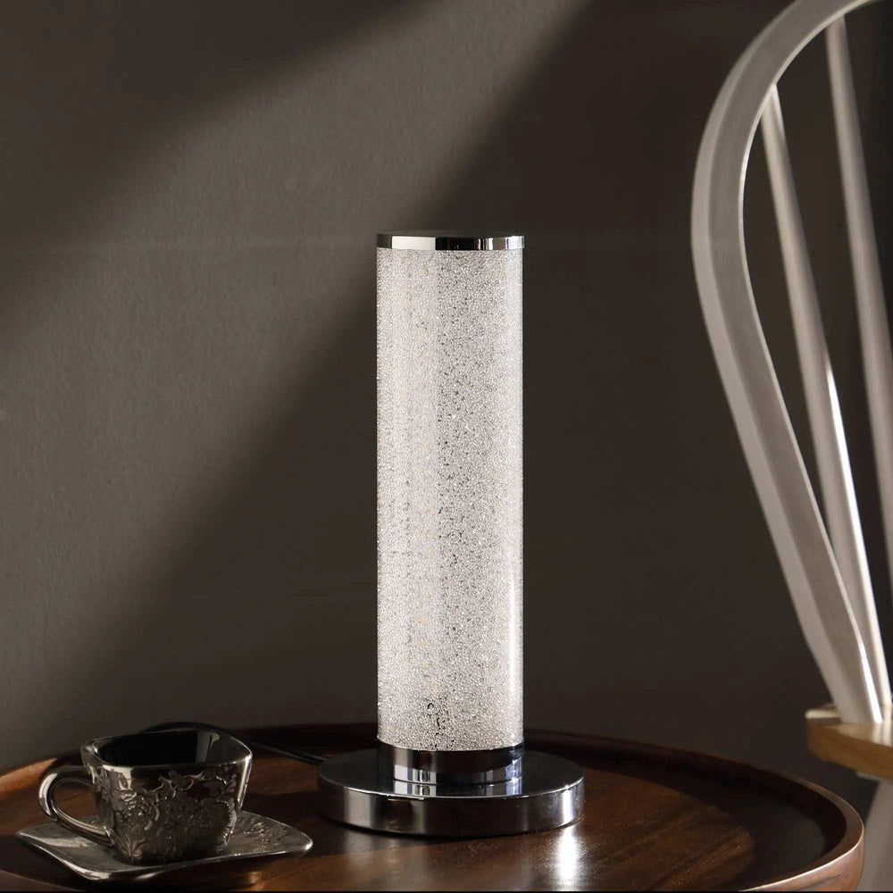 13” Modern White Sand Crystal And Steel Table Lamp - Homeroots - Flyclothing LLC