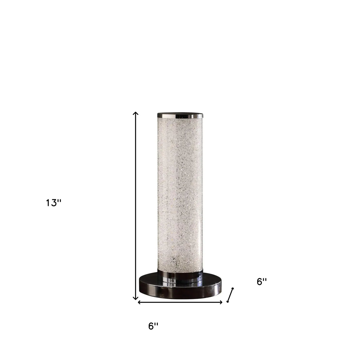 13” Modern White Sand Crystal And Steel Table Lamp - Homeroots - Flyclothing LLC
