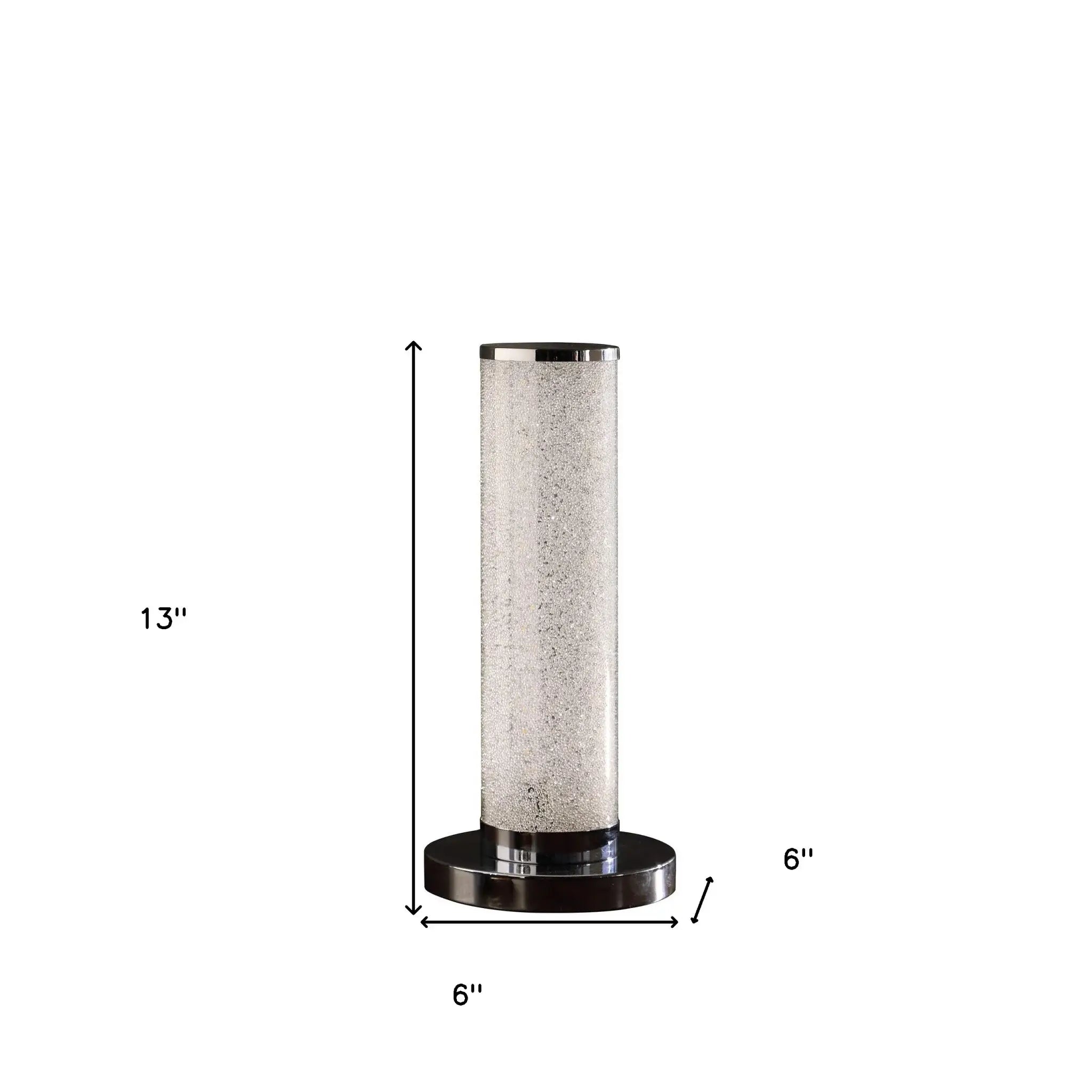 13” Modern White Sand Crystal And Steel Table Lamp - Homeroots - Flyclothing LLC