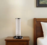 13” Modern White Sand Crystal And Steel Table Lamp - Homeroots