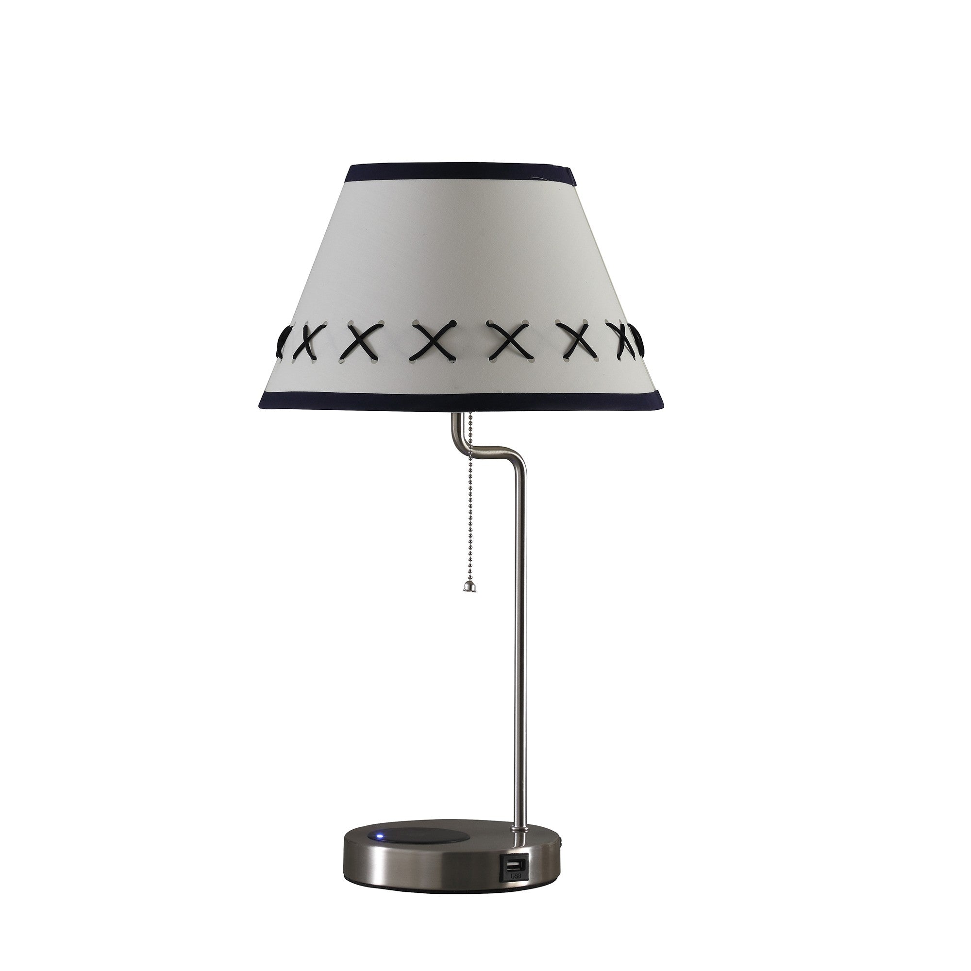 20" Silver Bedside Table Lamp With Off White Empire Shade - Homeroots - Flyclothing LLC
