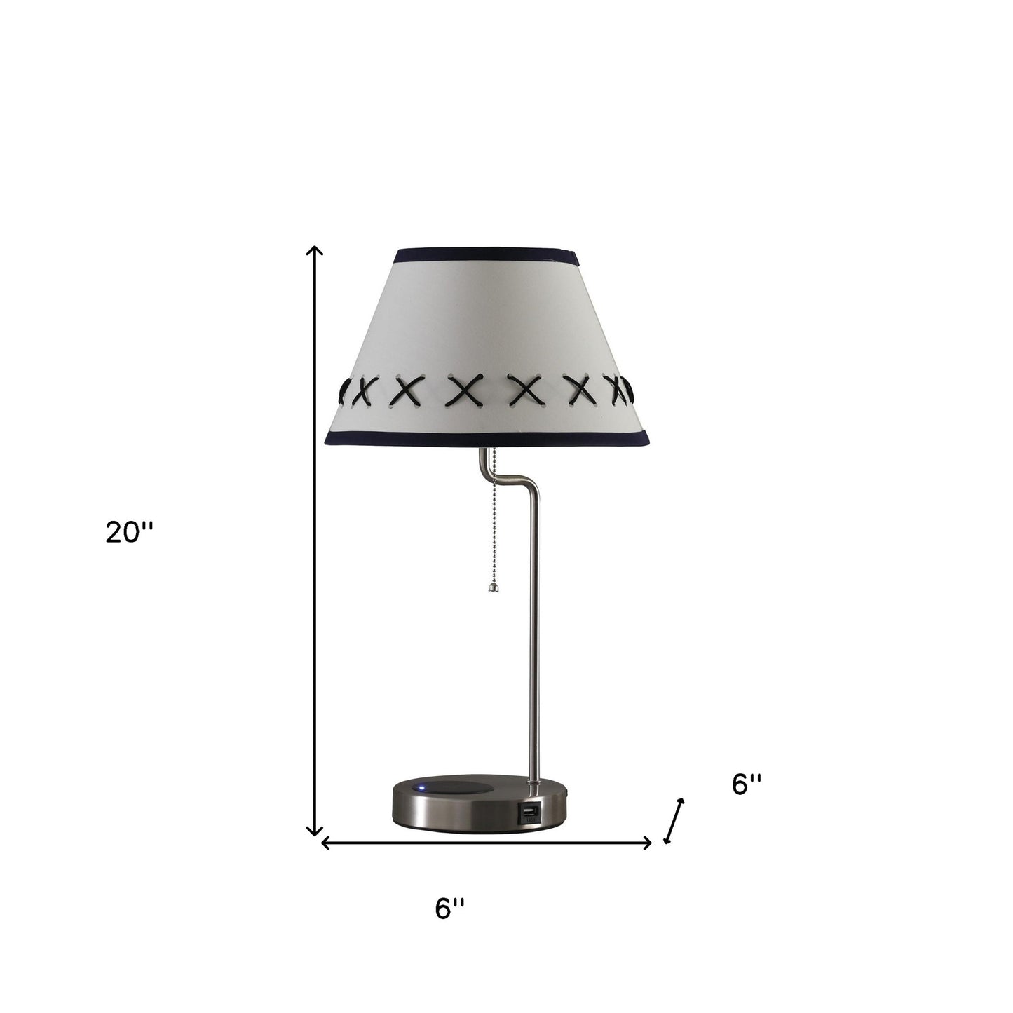 20" Silver Bedside Table Lamp With Off White Empire Shade - Homeroots - Flyclothing LLC