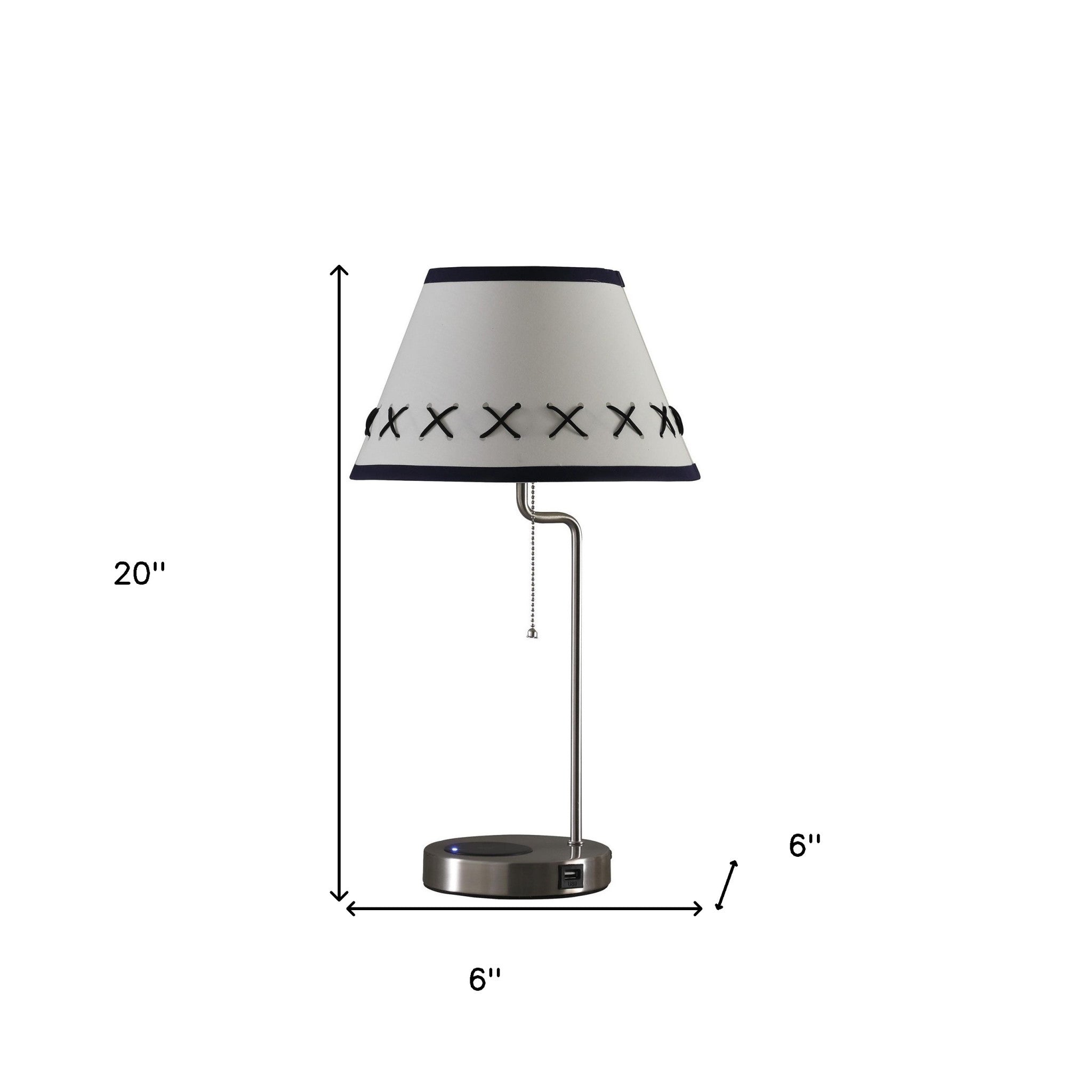 20" Silver Bedside Table Lamp With Off White Empire Shade - Homeroots - Flyclothing LLC