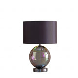19" Iridescent Glass Globe Table Lamp With Gray Classic Drum Shade - Homeroots