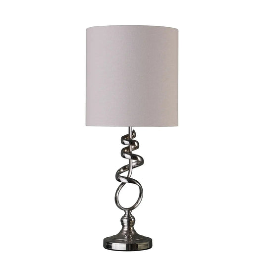 22" Nickel Bedside Table Lamp With Off White Drum Shade - Homeroots
