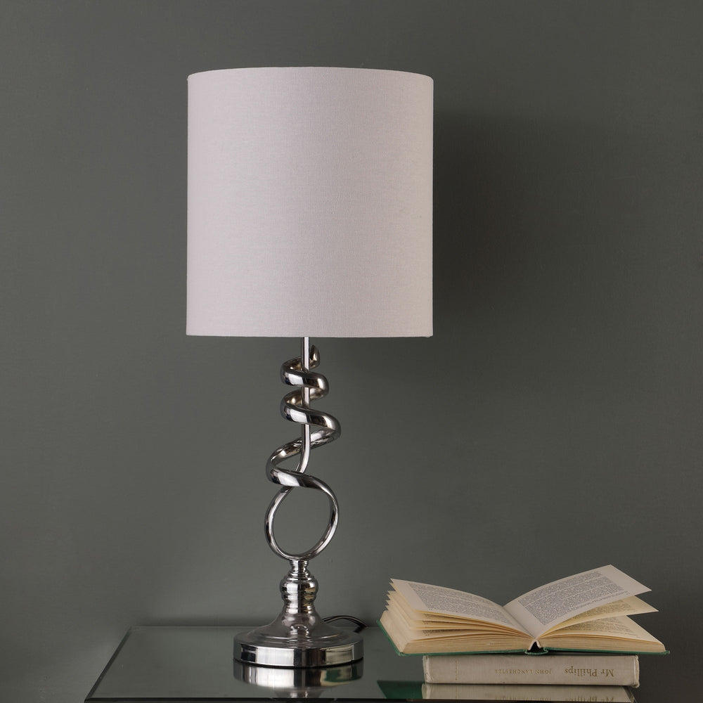 22" Nickel Bedside Table Lamp With Off White Drum Shade - Homeroots - Flyclothing LLC