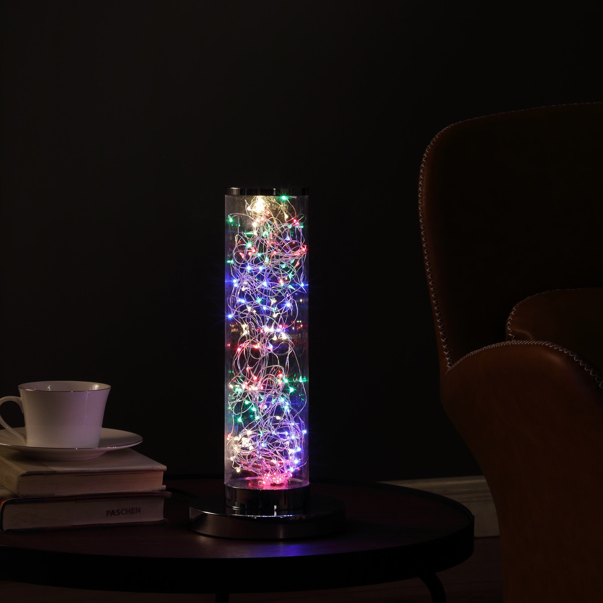 13" Silver Metal Column LED Rope Table Lamp With Clear - Homeroots - Flyclothing LLC