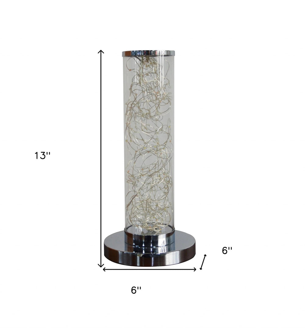 13" Silver Metal Column LED Rope Table Lamp With Clear - Homeroots - Flyclothing LLC