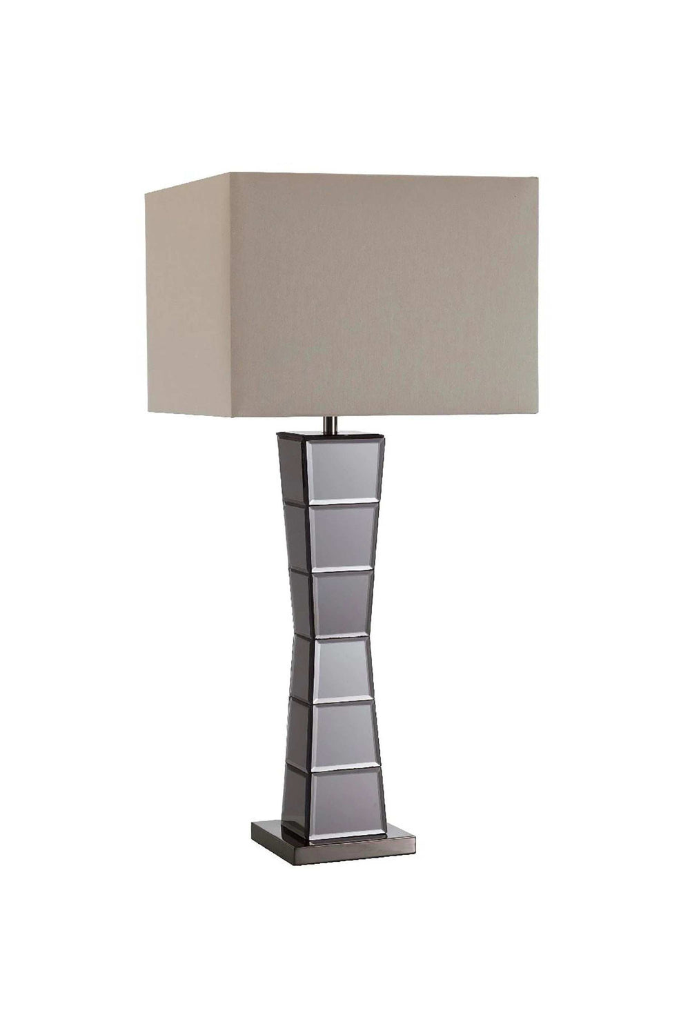 Black Glass Tower Table Lamp with Beige Fabric Shade - Homeroots - Flyclothing LLC