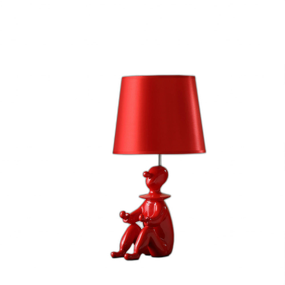 21" Red Bedside Table Lamp With Red Empire Shade - Homeroots