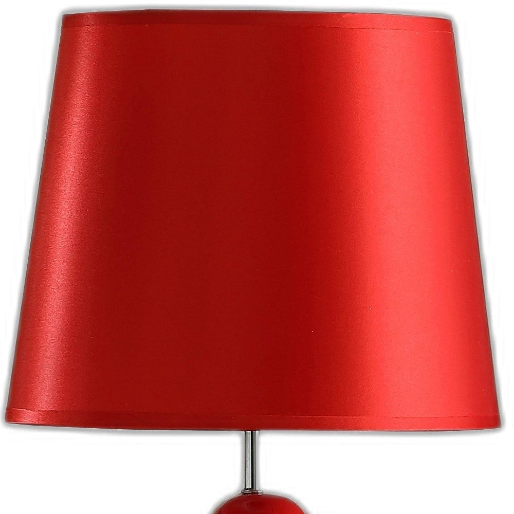 21" Red Bedside Table Lamp With Red Empire Shade - Homeroots
