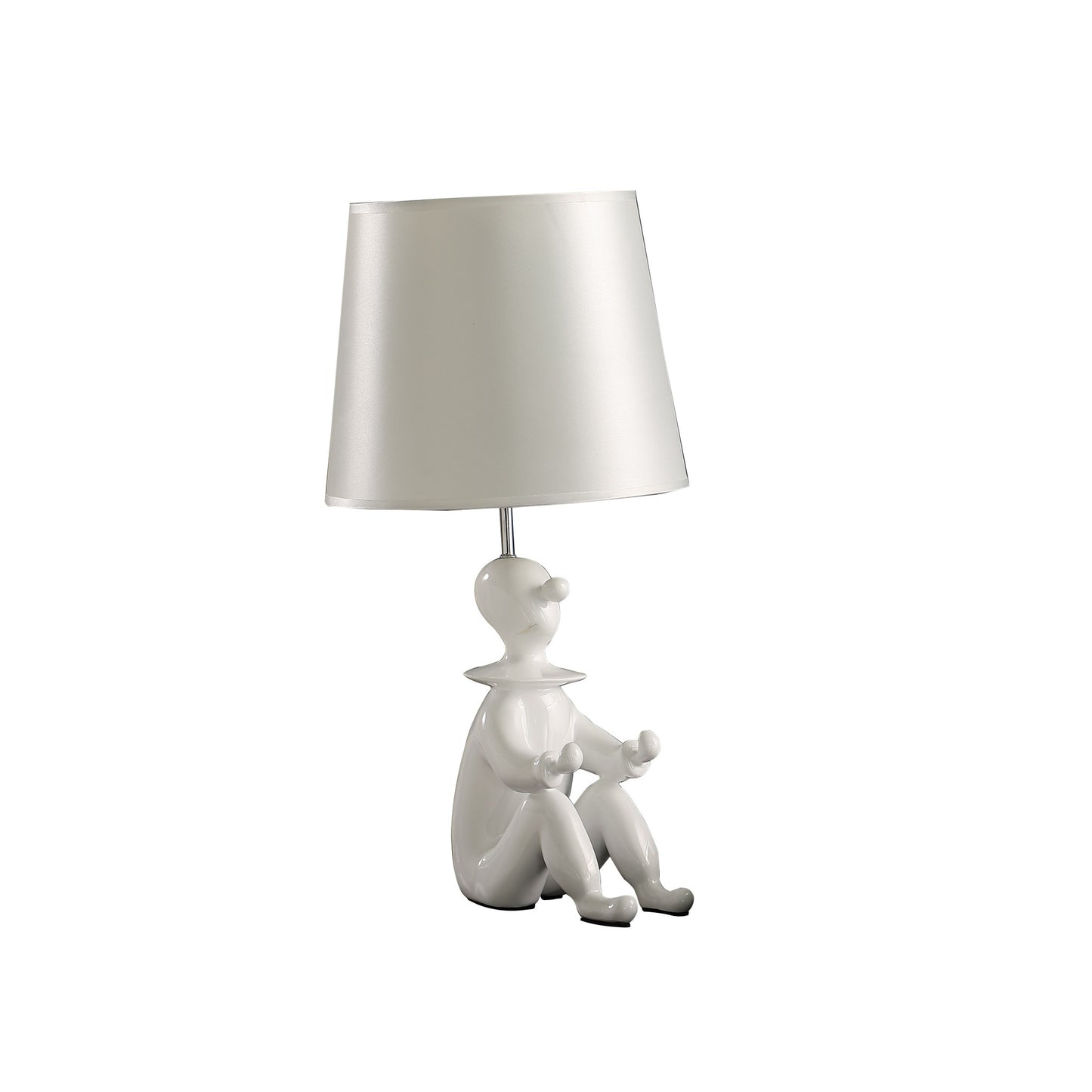 21" White Bedside Table Lamp With Silver Empire Shade - Homeroots - Flyclothing LLC