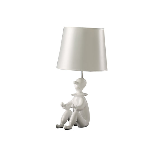 21" White Bedside Table Lamp With Silver Empire Shade - Homeroots