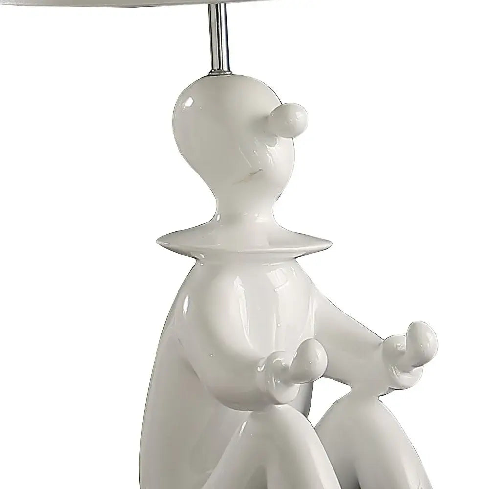 21" White Bedside Table Lamp With Silver Empire Shade - Homeroots - Flyclothing LLC