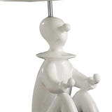21" White Bedside Table Lamp With Silver Empire Shade - Homeroots