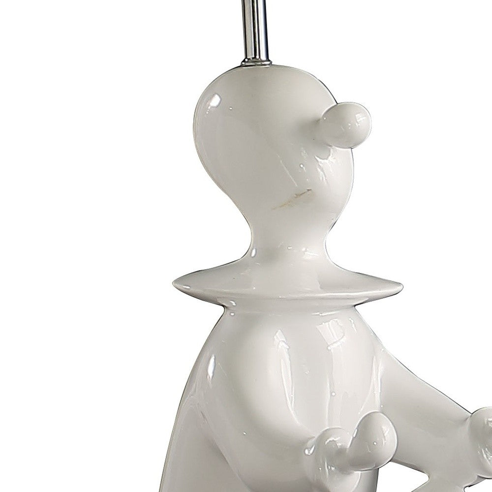 21" White Bedside Table Lamp With Silver Empire Shade - Homeroots - Flyclothing LLC