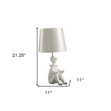 21" White Bedside Table Lamp With Silver Empire Shade - Homeroots - Flyclothing LLC