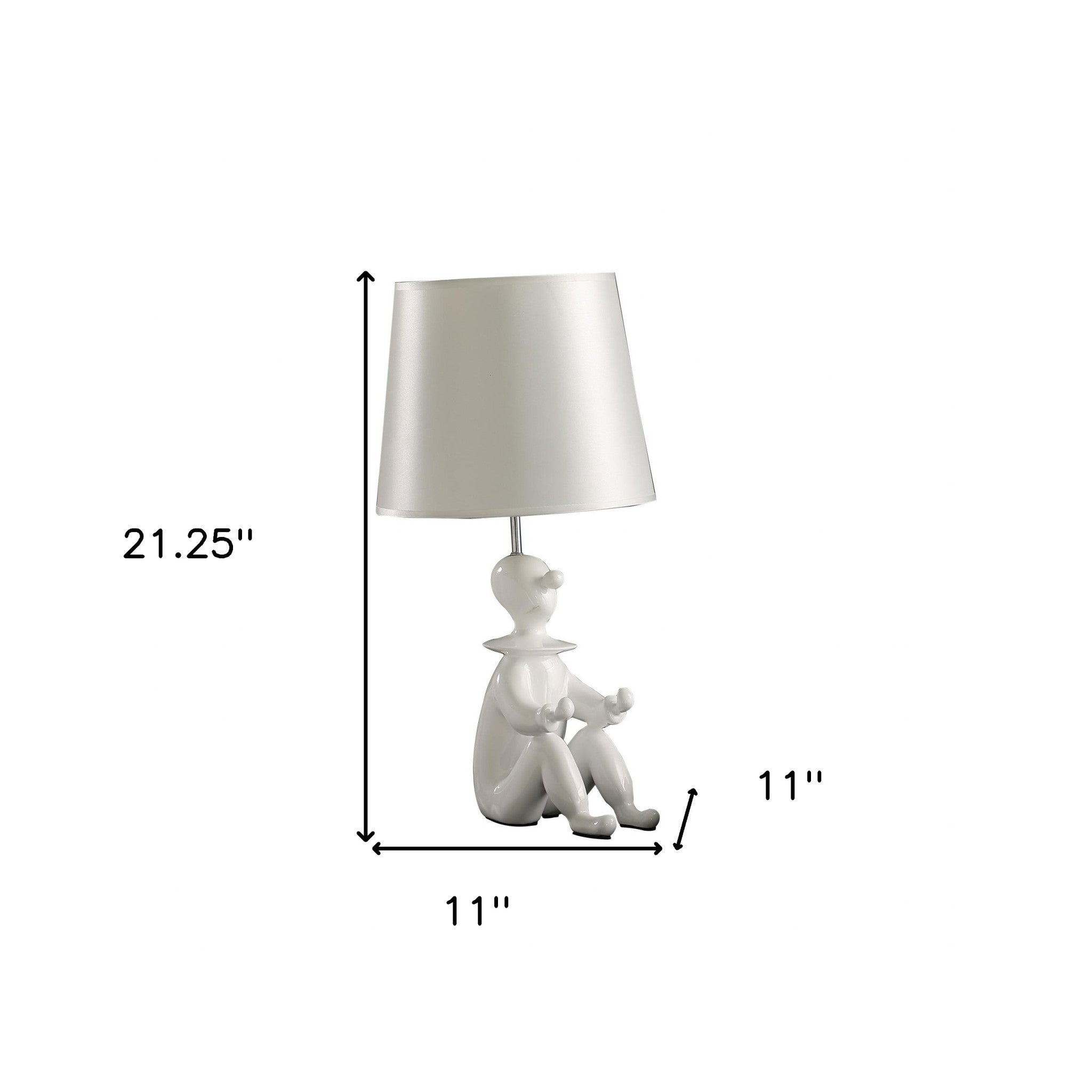 21" White Bedside Table Lamp With Silver Empire Shade - Homeroots - Flyclothing LLC