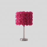 18" Silver Bedside Led Table Lamp With Red Flowers Drum Shade - Homeroots - Flyclothing LLC