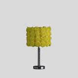 18" Silver Bedside Table Lamp With Yellow Flowers Drum Shade - Homeroots - Flyclothing LLC