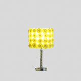 18" Silver Bedside Table Lamp With Yellow Flowers Drum Shade - Homeroots - Flyclothing LLC