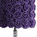 18" Silver Bedside Table Lamp With Purple Flowers Drum Shade - Homeroots