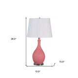 28" Pink Hammered Urn Table Lamp With White Tapered Drum Shade - Homeroots - Flyclothing LLC