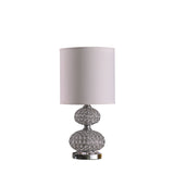 24" Chrome and Faux Crystal Double Orb Table Lamp With White Classic Drum Shade - Homeroots - Flyclothing LLC